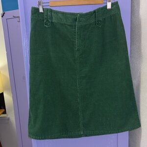 H&M Green Corduroy Skirt A line pencil size 10